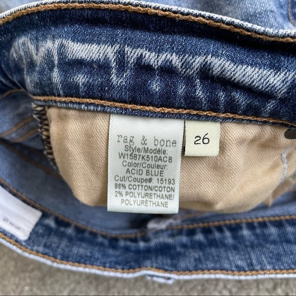 Rag & Bone Acid Blue Slim 10 Inch Dre Boyfriend Jeans EUC Size 26 W1590K510ACB - Picture 6 of 7